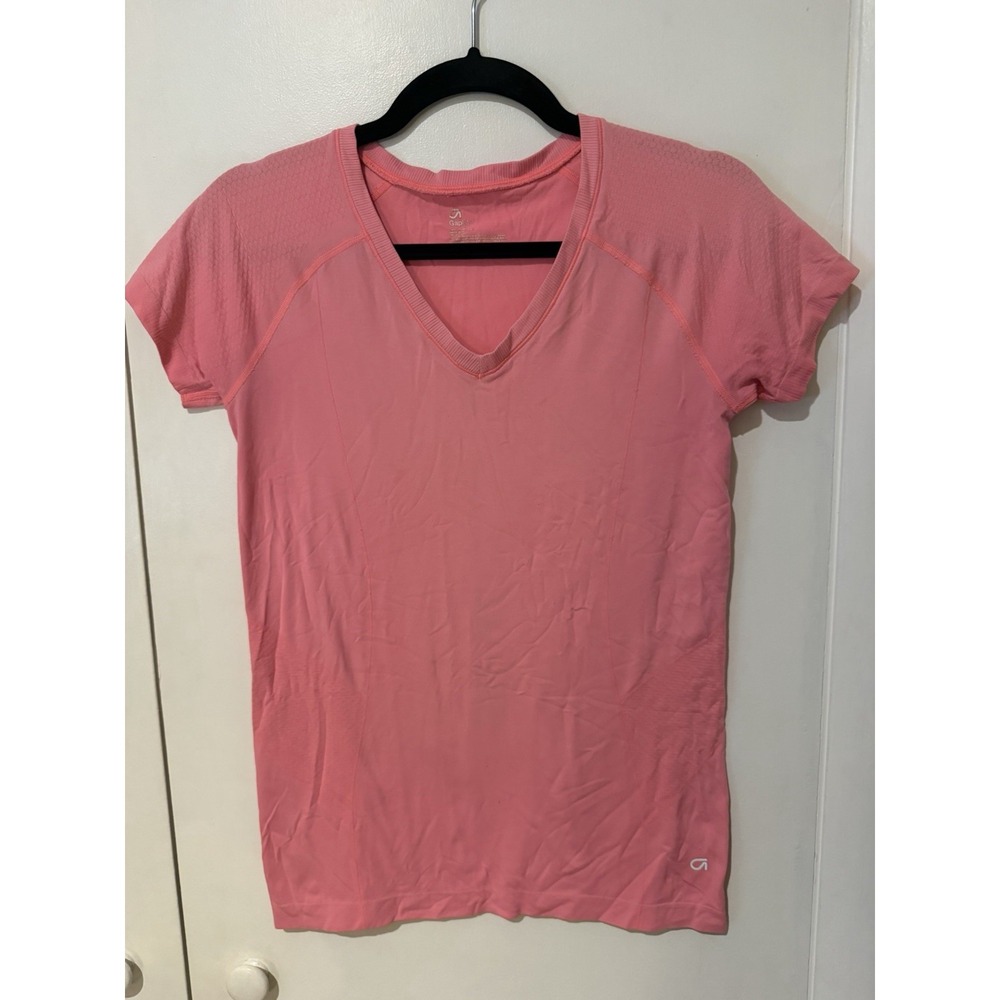 Gap Fit Womens Bright Pink Small Sleeve Athletic Top Nylon Stretch Tee T-shirt